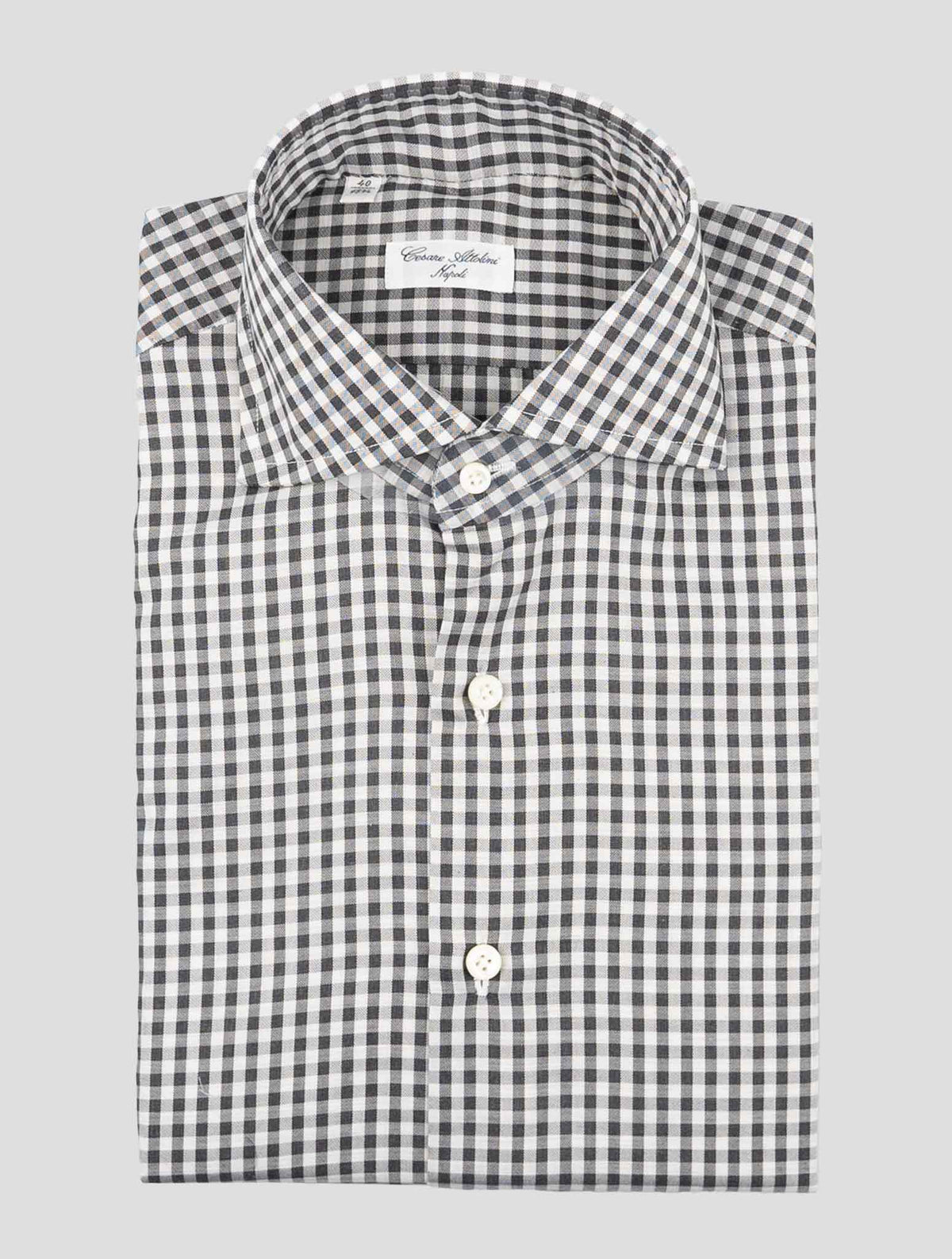 Cesare Attolini Gray White Cotton Shirt 1