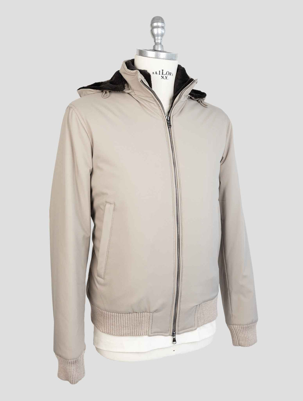Barba Napoli Taupe Pl Pu Lapin Coat 2