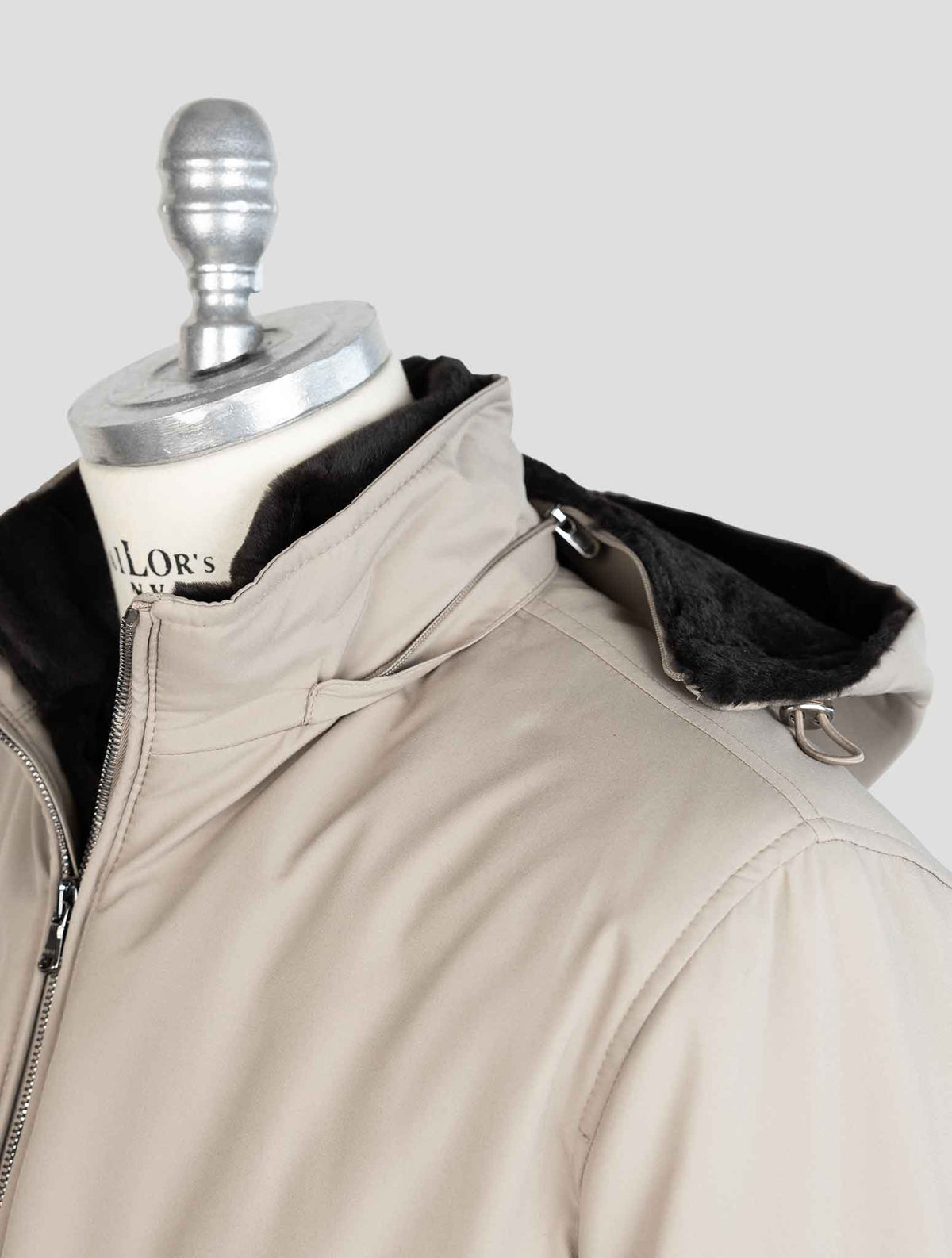 Barba Napoli Taupe Pl Pu Lapin Coat 6
