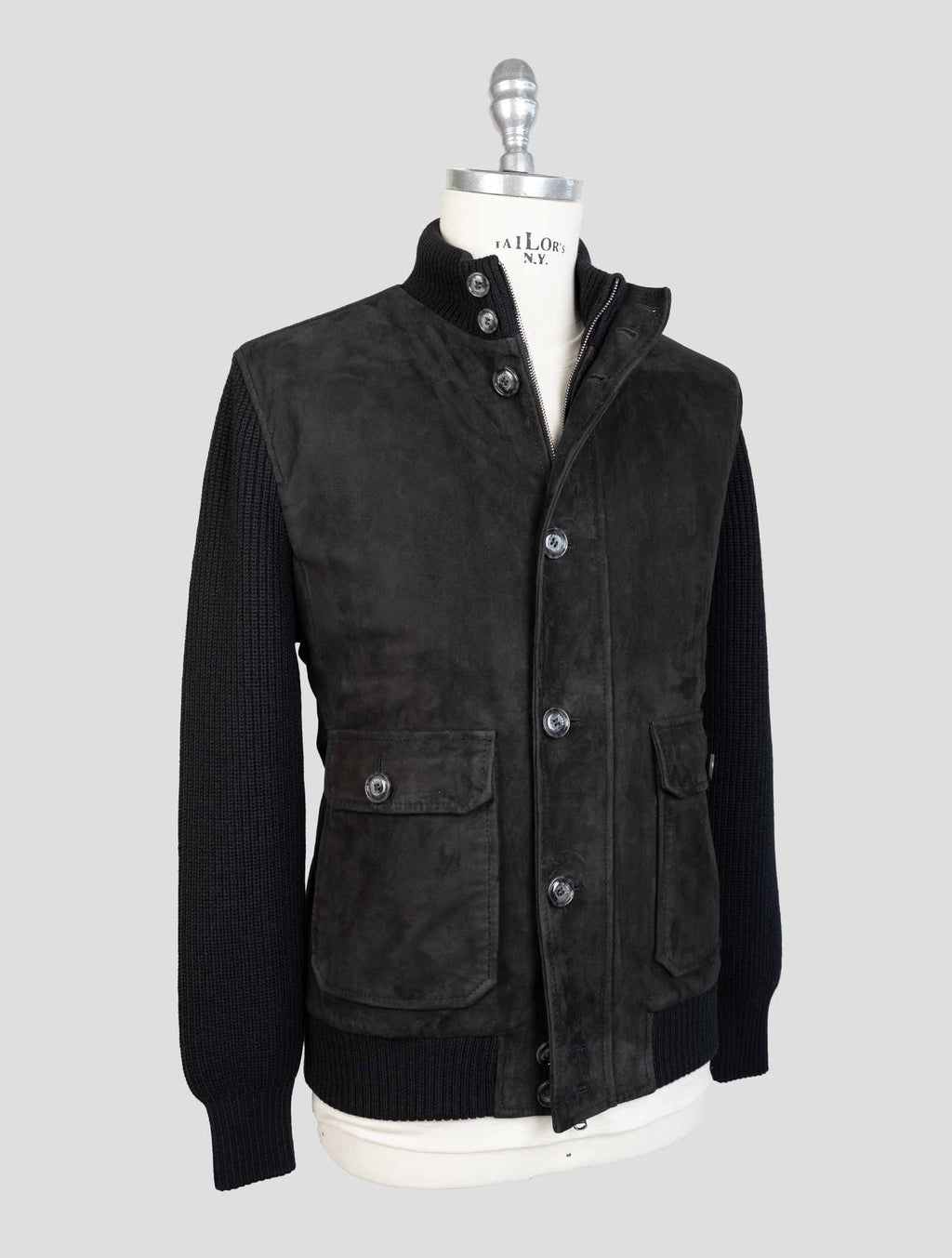 Barba Napoli Blue Leather Suede Coat 2