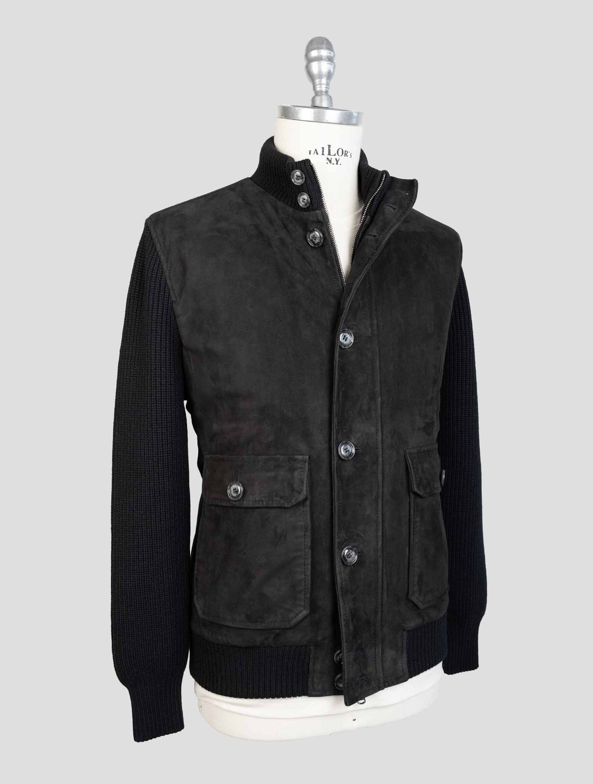 Barba Napoli Blue Leather Suede Coat 2