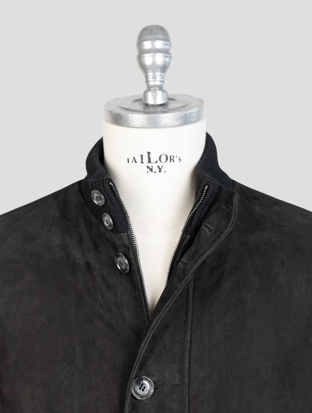 Barba Napoli Blue Leather Suede Coat 4