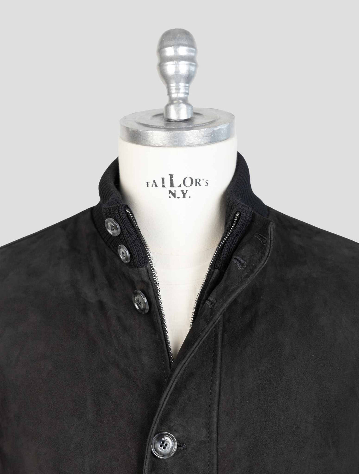 Barba Napoli Blue Leather Suede Coat 4