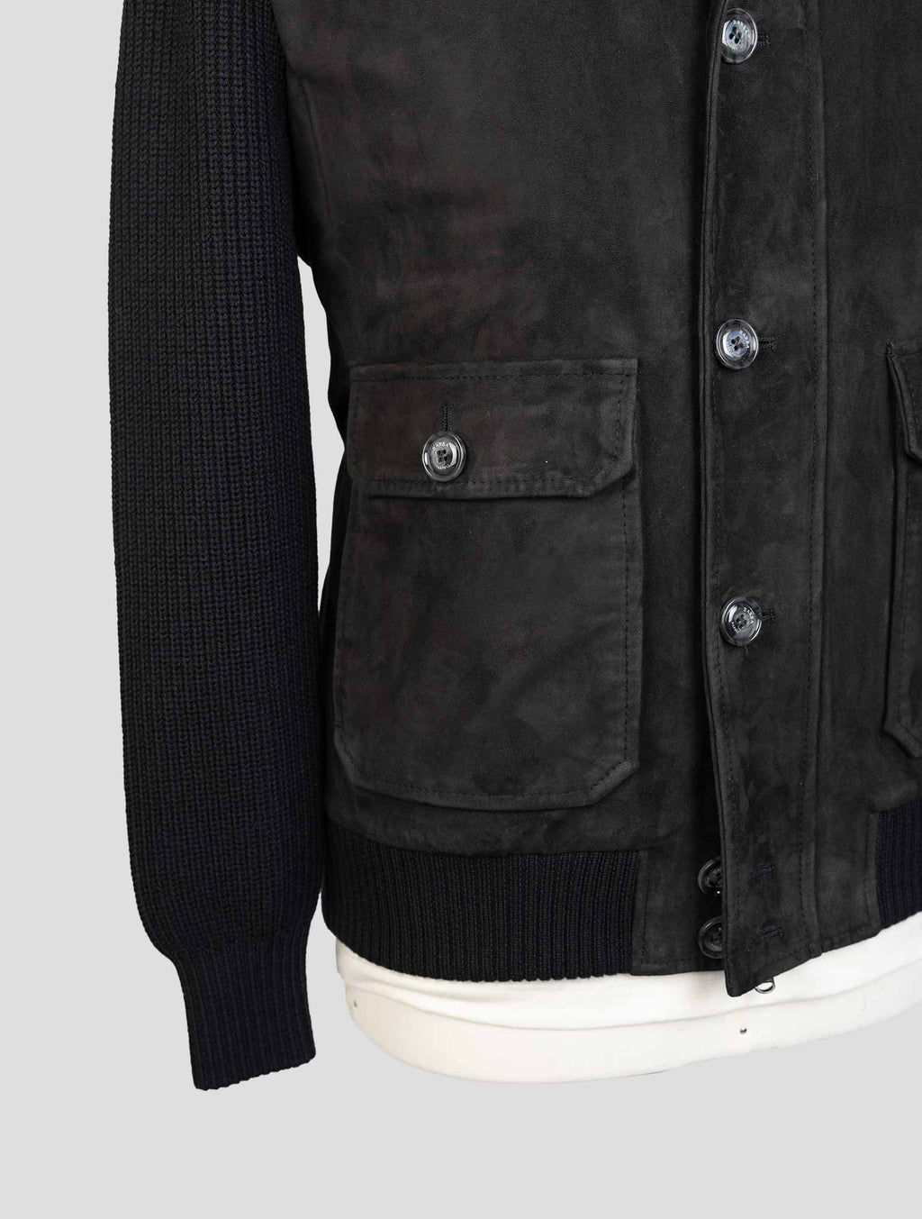 Barba Napoli Blue Leather Suede Coat 5