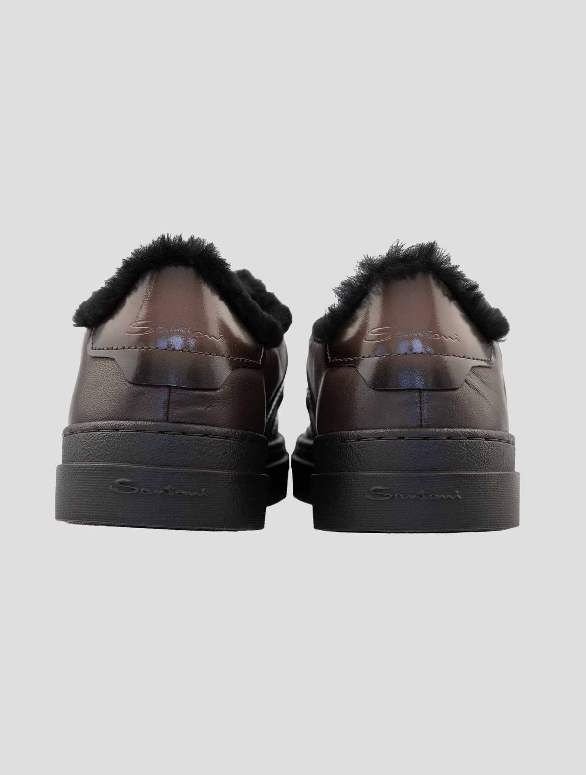 Santoni Brown Leather Sheep Sneakers 3