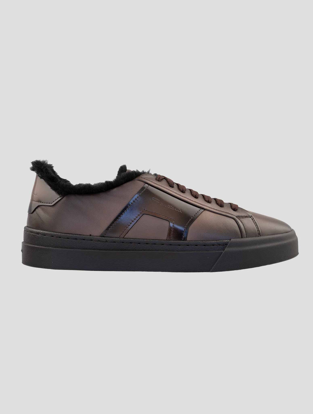 Santoni Brown Leather Sheep Sneakers 4