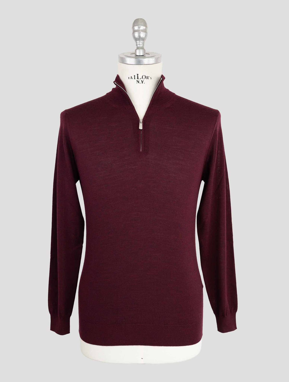 Marco Pescarolo Burgundy Virgin Wool Sweater Half Zip 1