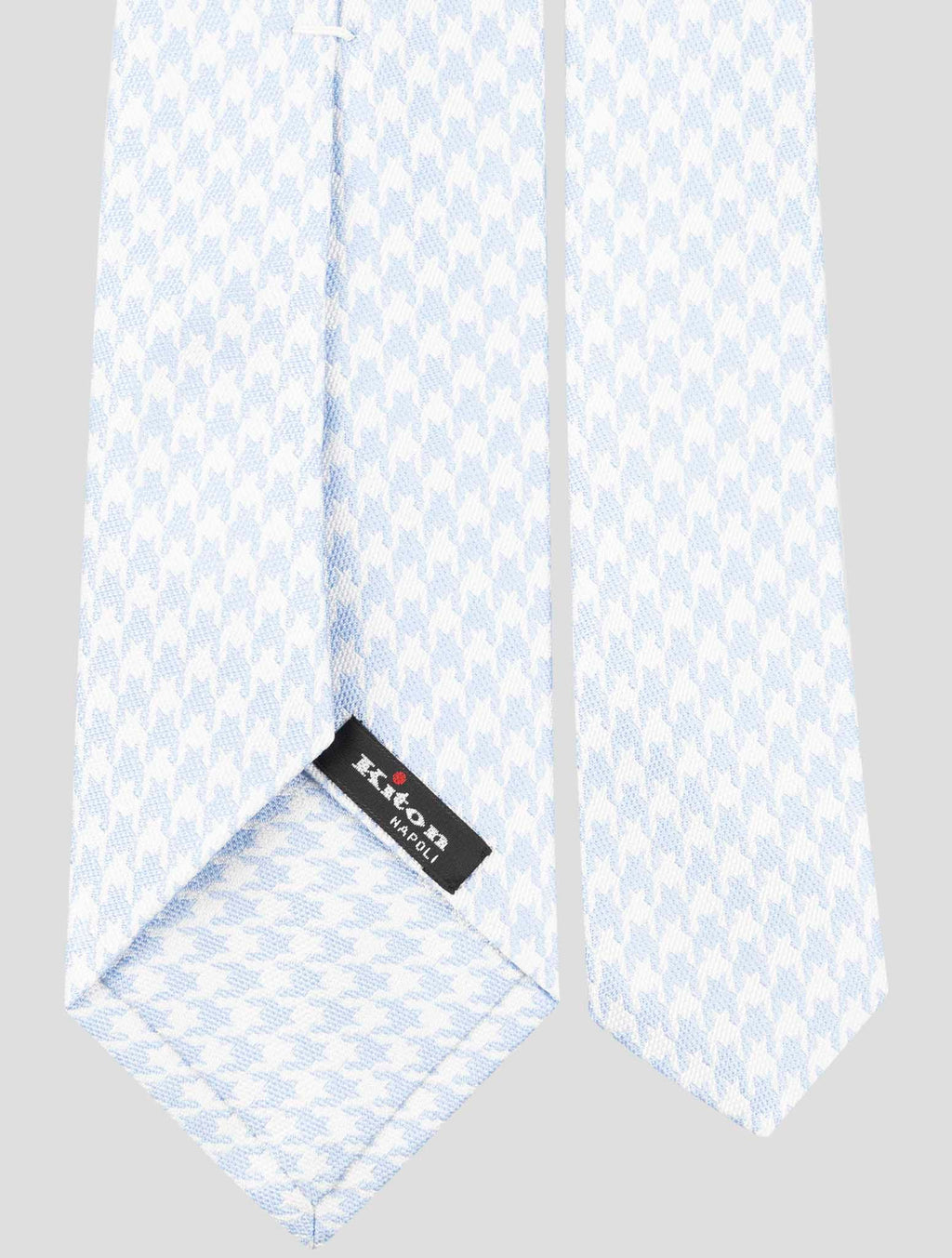 Kiton Light Blue White Silk Tie 3