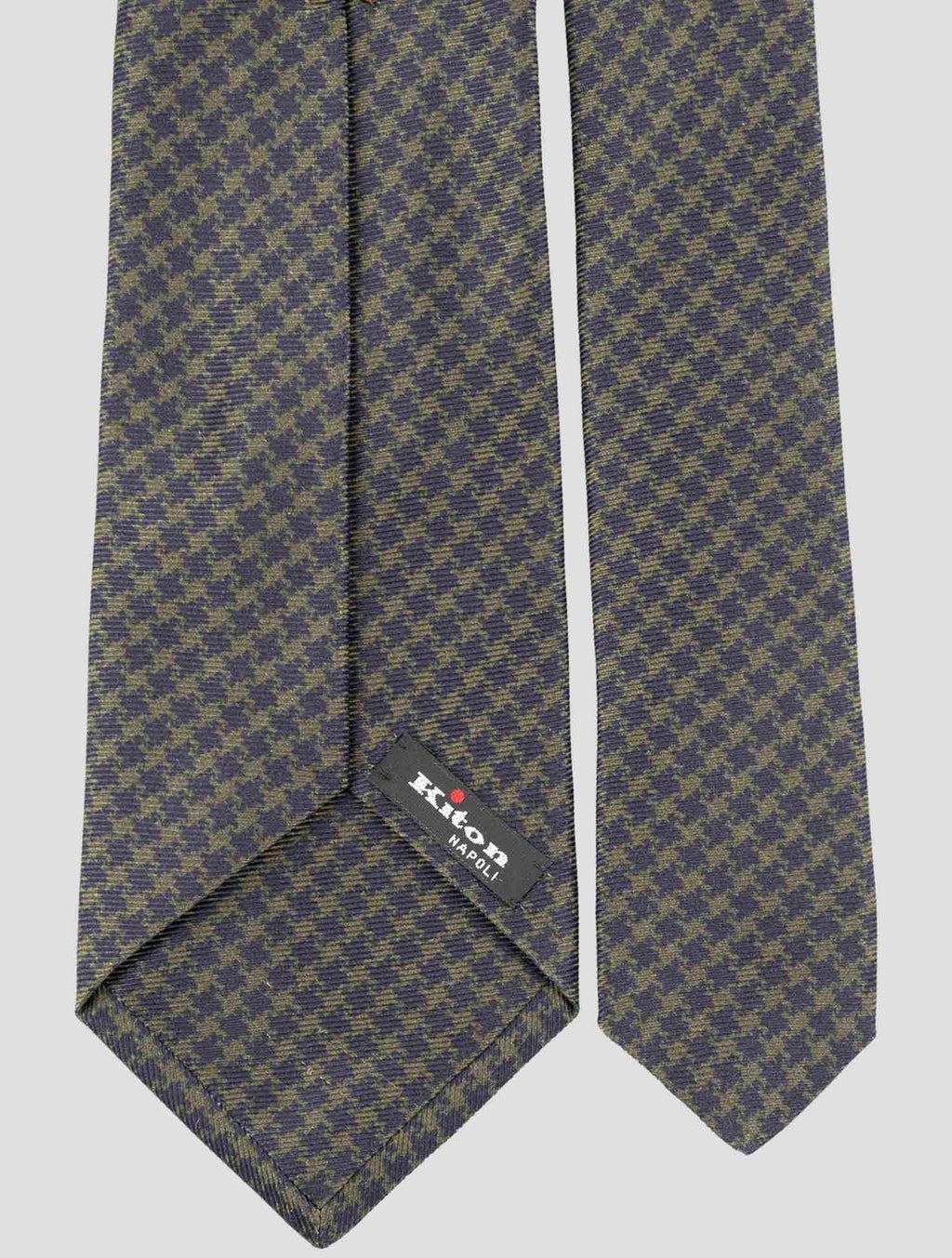 Kiton Green Black Silk Tie 3
