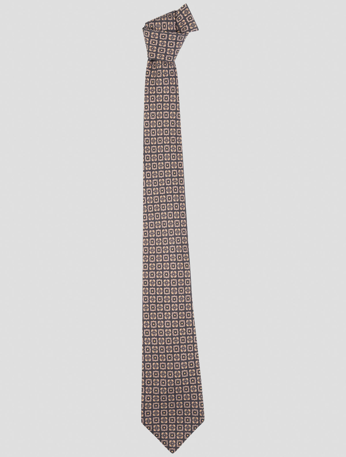 Kiton Brown Gold Silk Tie 1