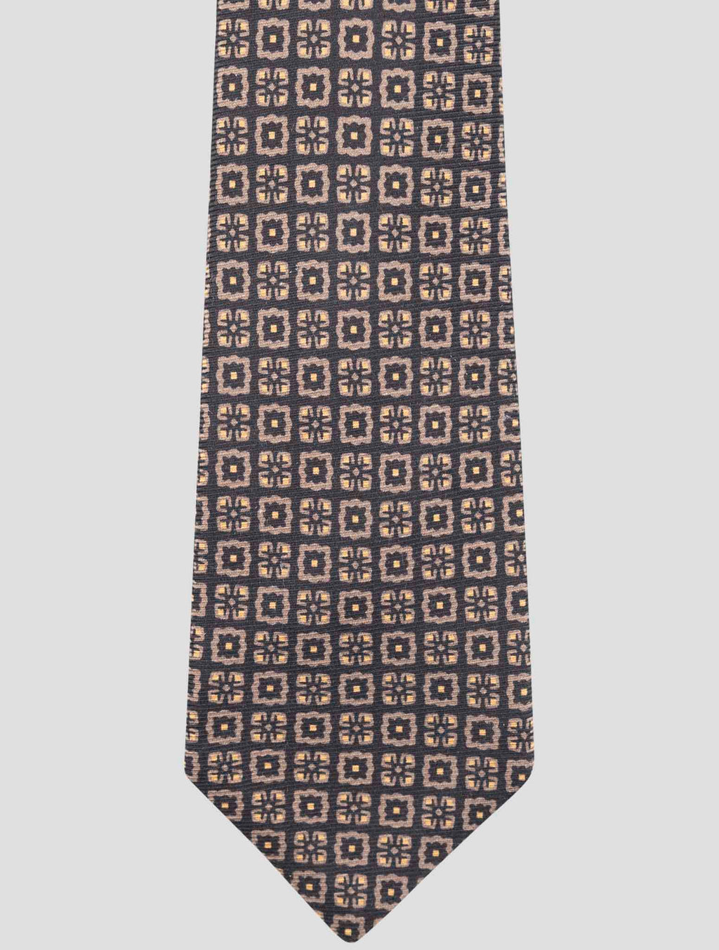 Kiton Brown Gold Silk Tie 2