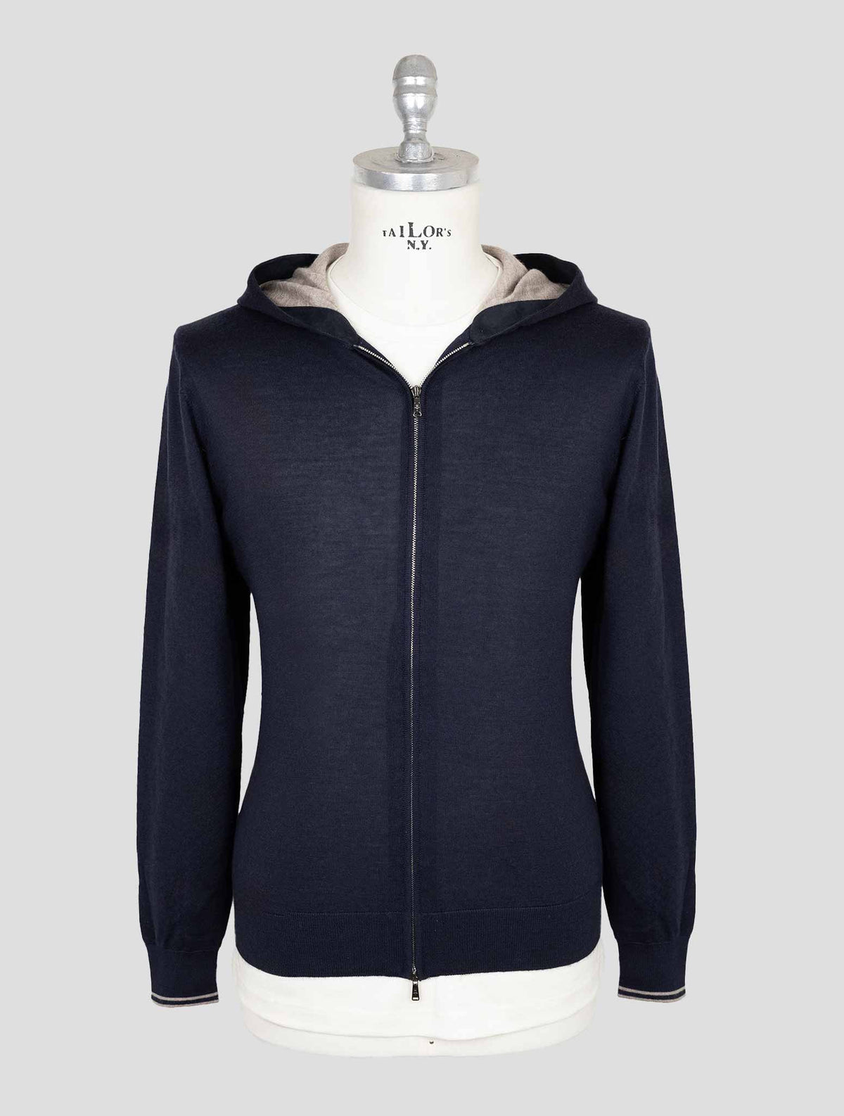 Fioroni Dark Blue Cashmere Silk Sweater Full Zip 1