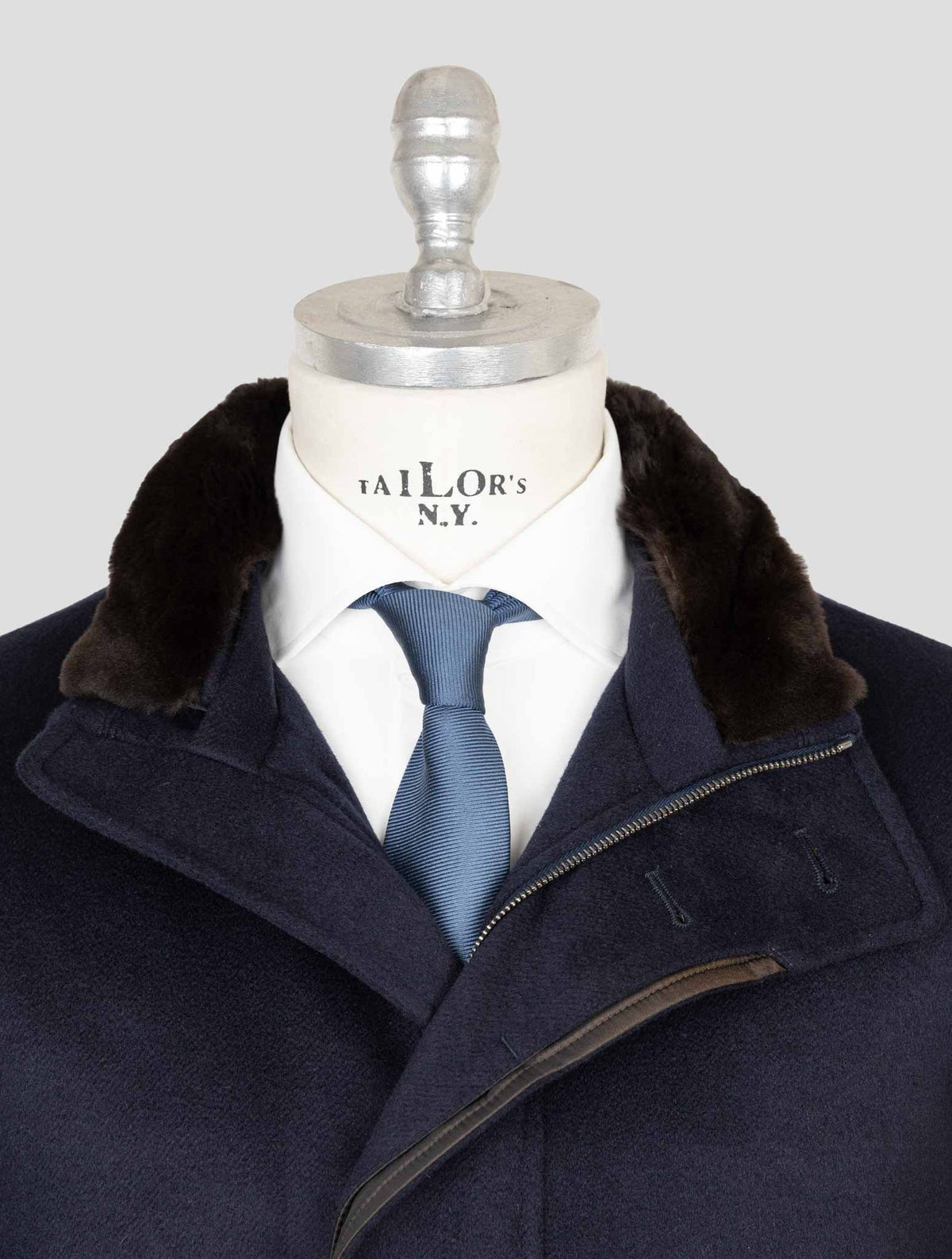 Cesare Attolini Dark Blue Cashmere Mink Fur collar Overcoat 4