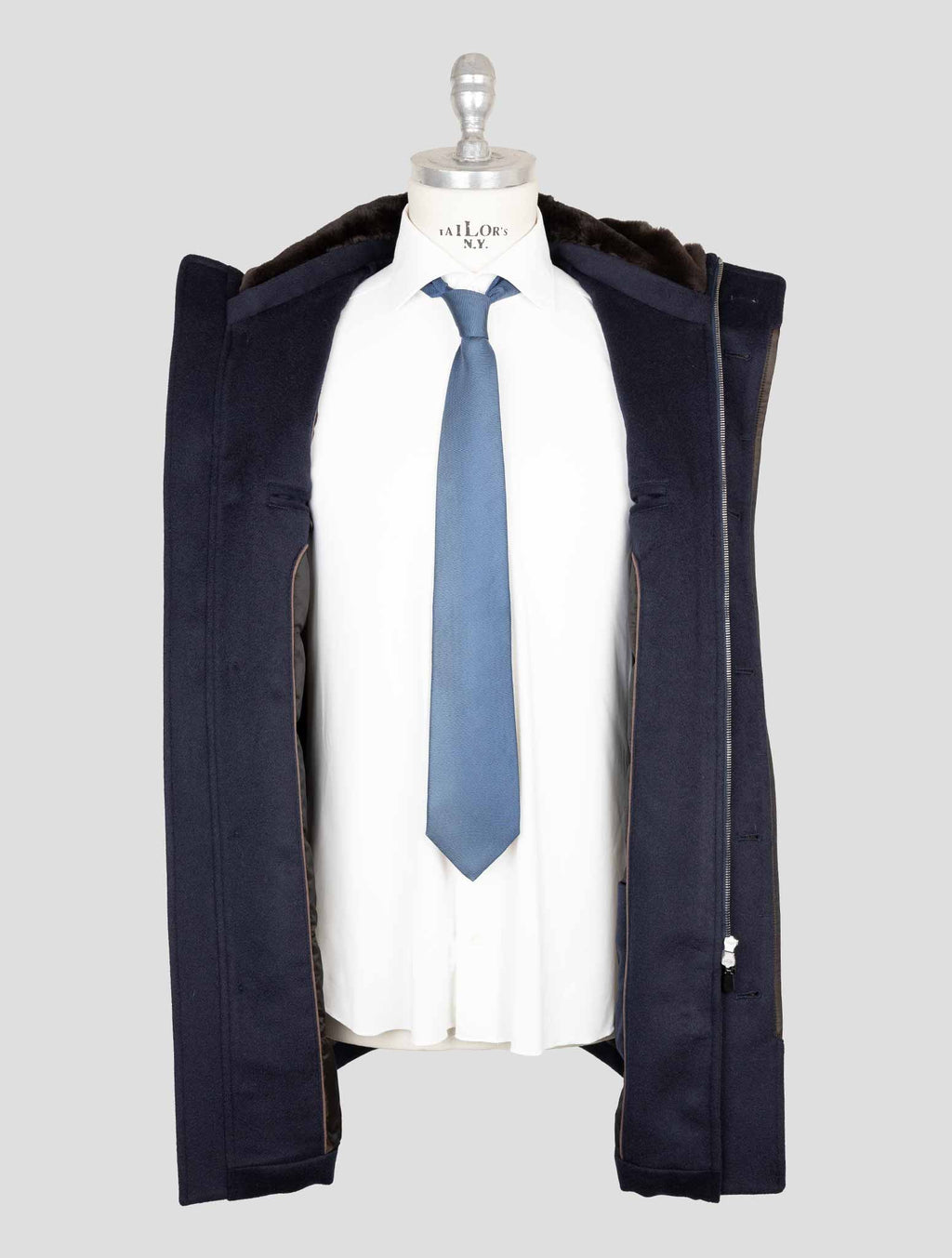 Cesare Attolini Dark Blue Cashmere Mink Fur collar Overcoat 7