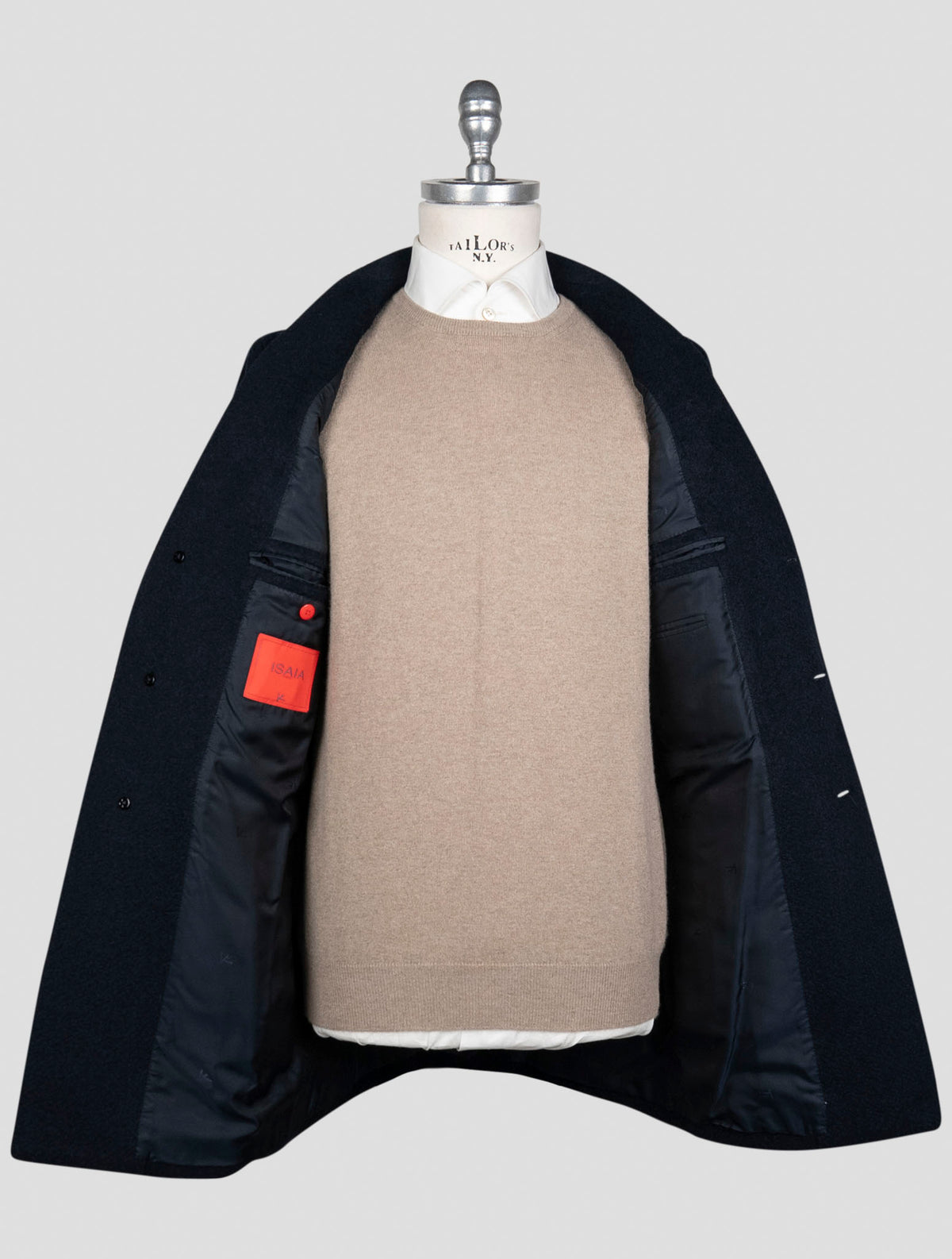 Isaia Blue Wool Pa Cashmere Overcoat 6