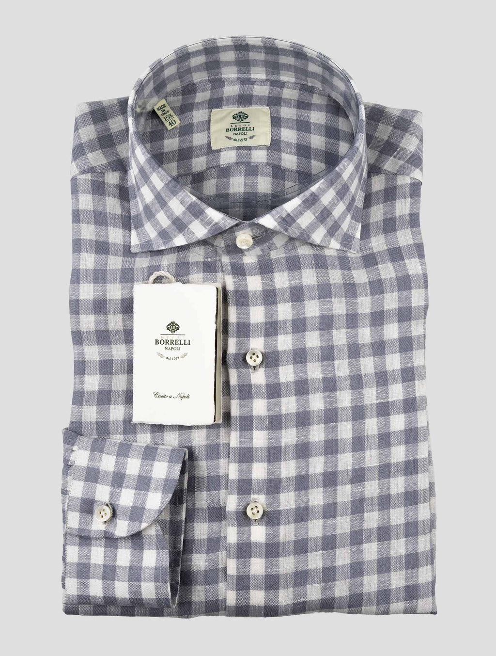 Luigi Borrelli Gray White Linen Shirt 1