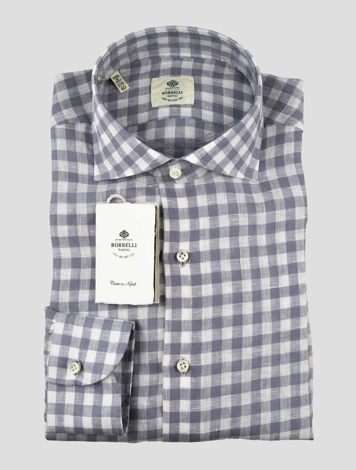 Luigi Borrelli Gray White Linen Shirt 1