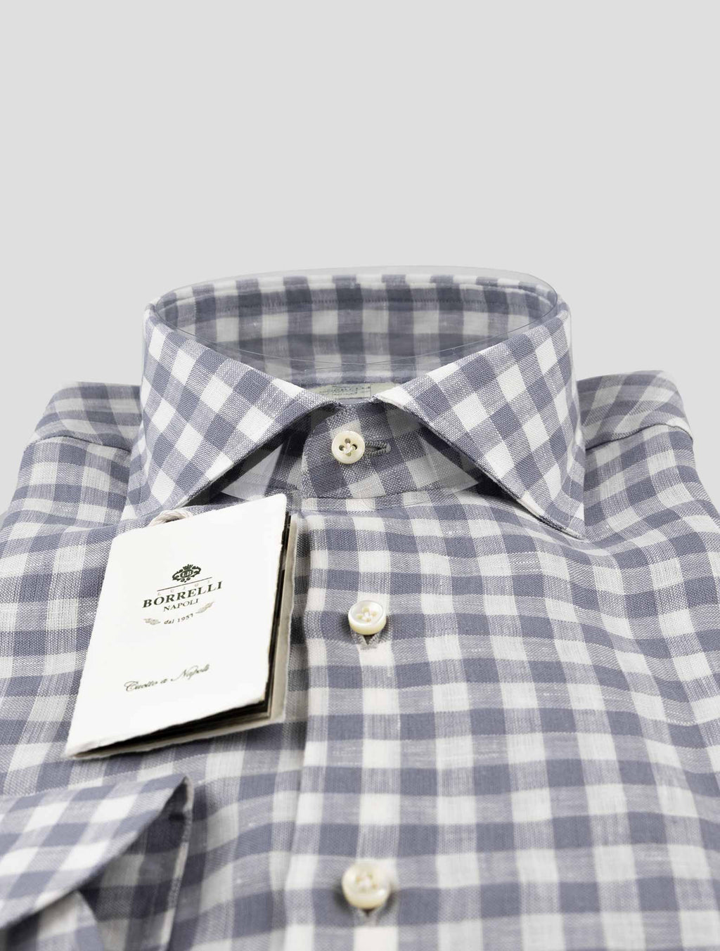 Luigi Borrelli Gray White Linen Shirt 2