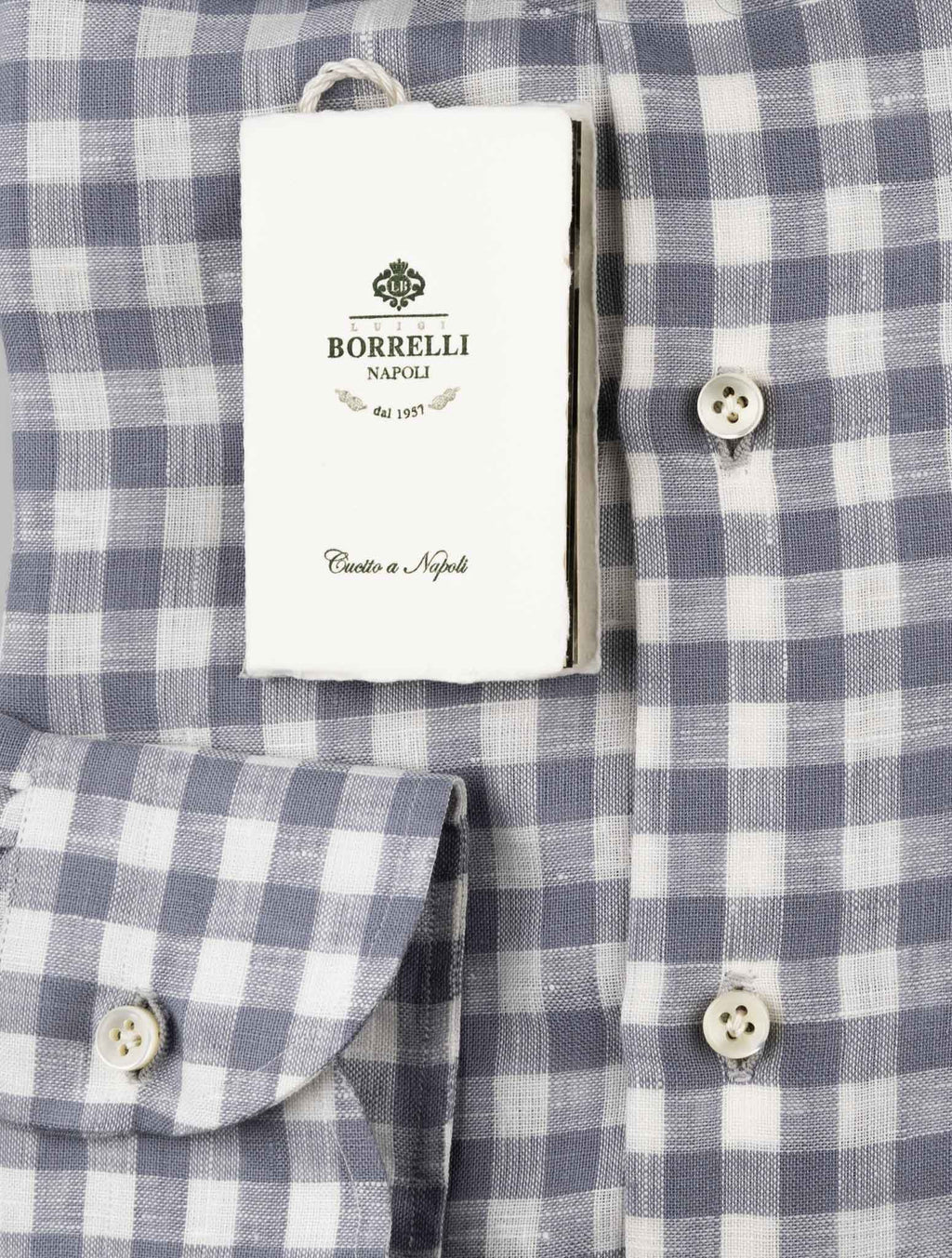 Luigi Borrelli Gray White Linen Shirt 3