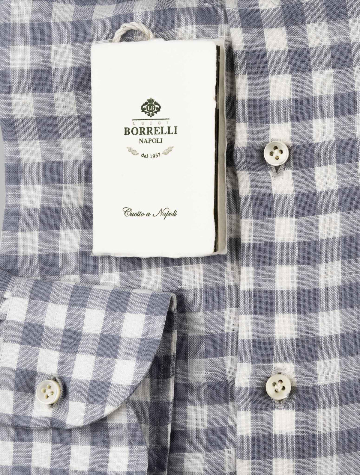 Luigi Borrelli Gray White Linen Shirt 3
