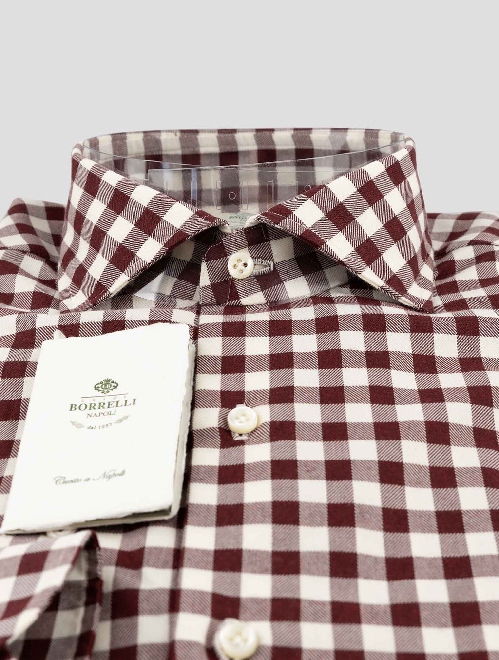 Luigi Borrelli Burgundy White  Cotton Shirt 2