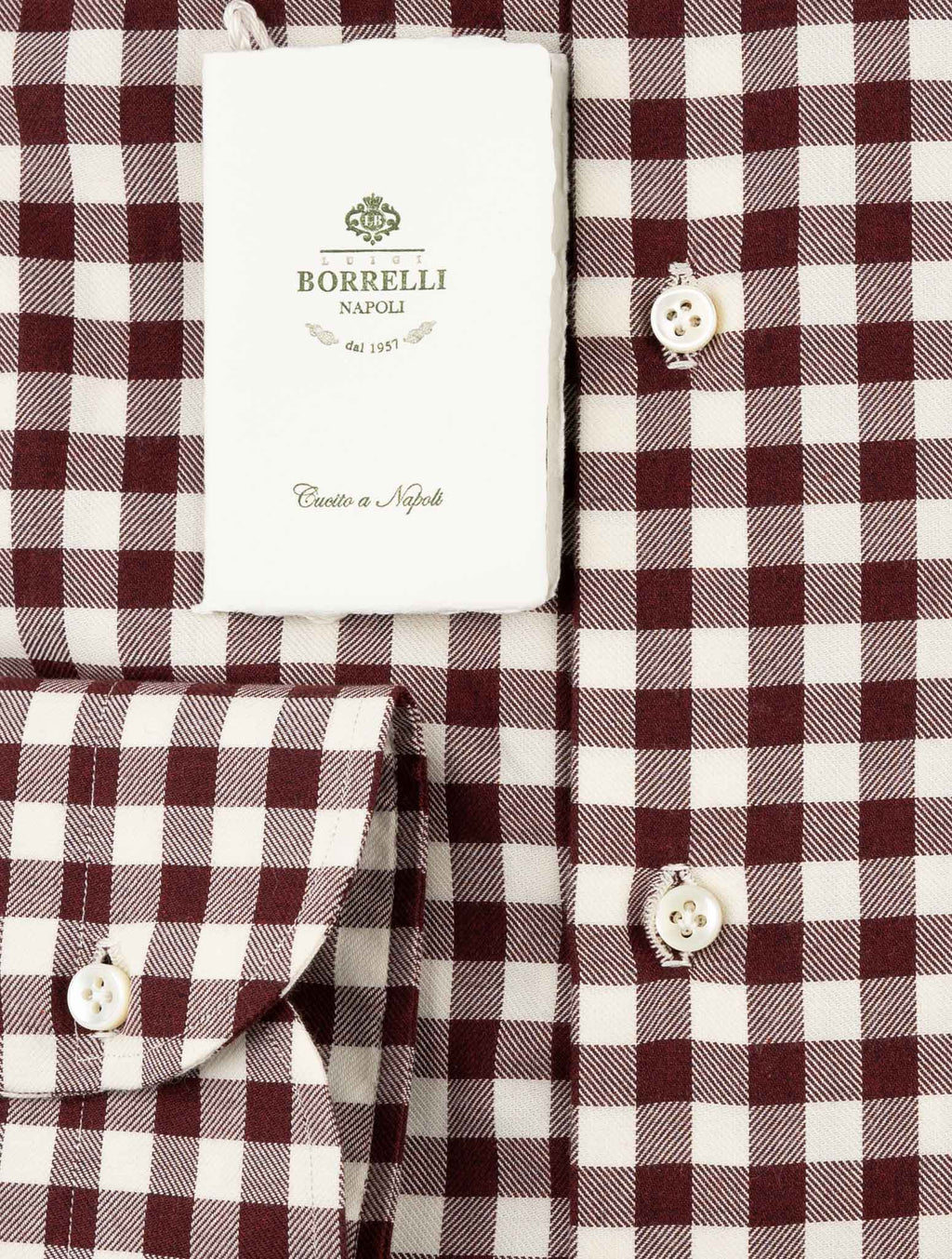 Luigi Borrelli Burgundy White  Cotton Shirt 3