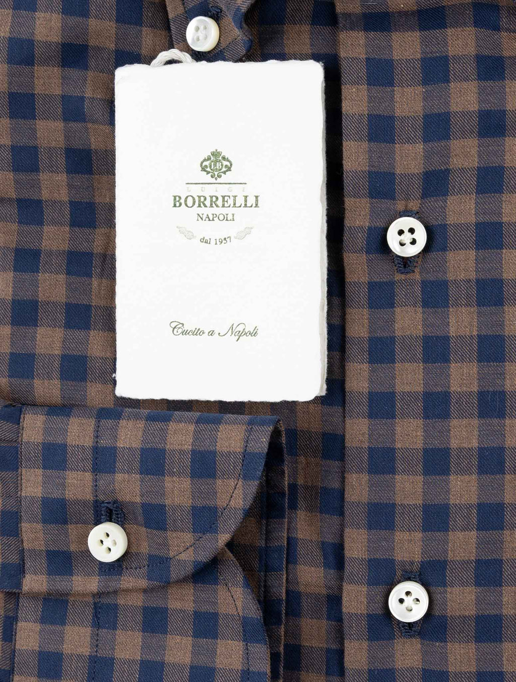 Luigi Borrelli Blue Brown Cotton Shirt 3