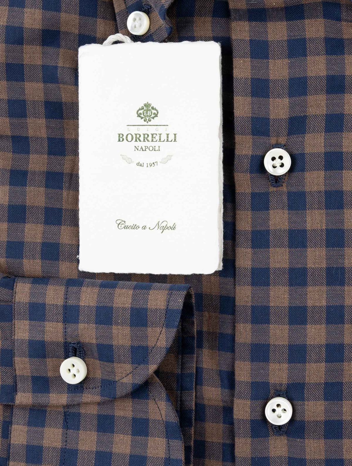 Luigi Borrelli Blue Brown Cotton Shirt 3