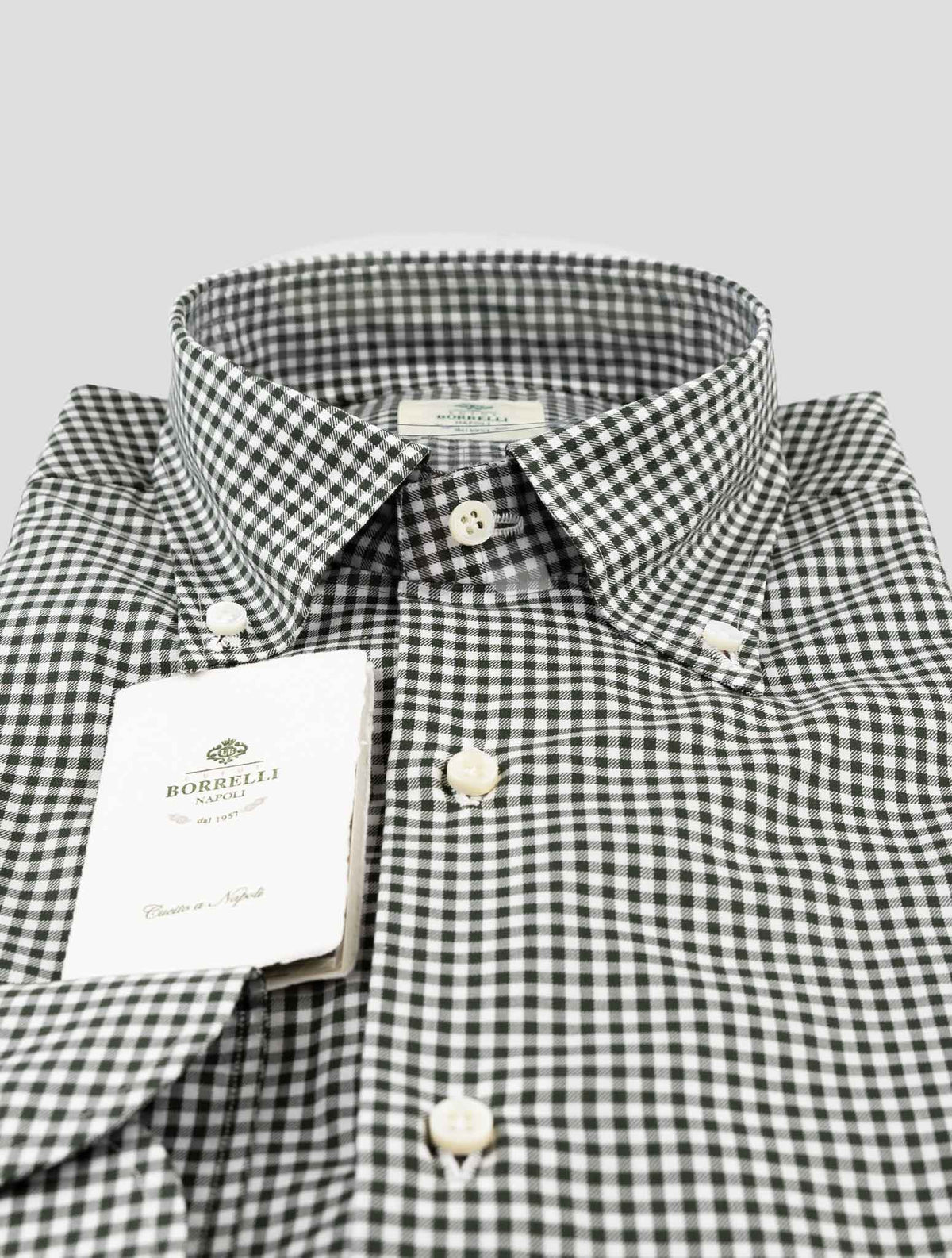 Luigi Borrelli Green White Cotton Shirt 2