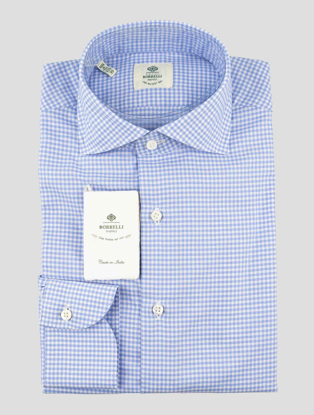 Luigi Borrelli Light Blue White Cotton Shirt 1