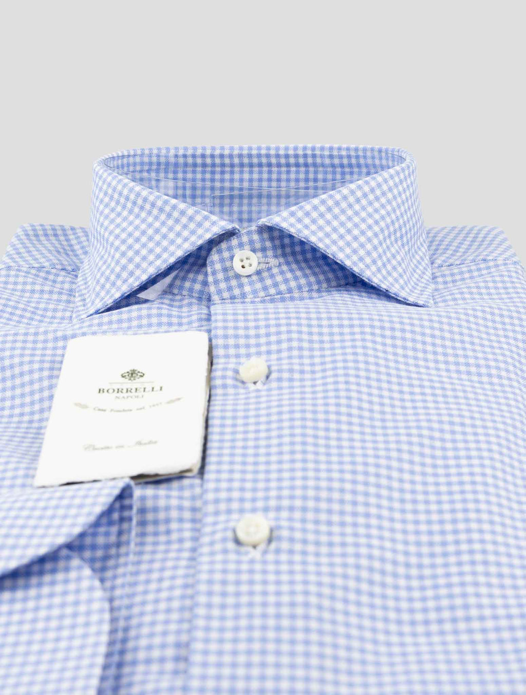 Luigi Borrelli Light Blue White Cotton Shirt 2