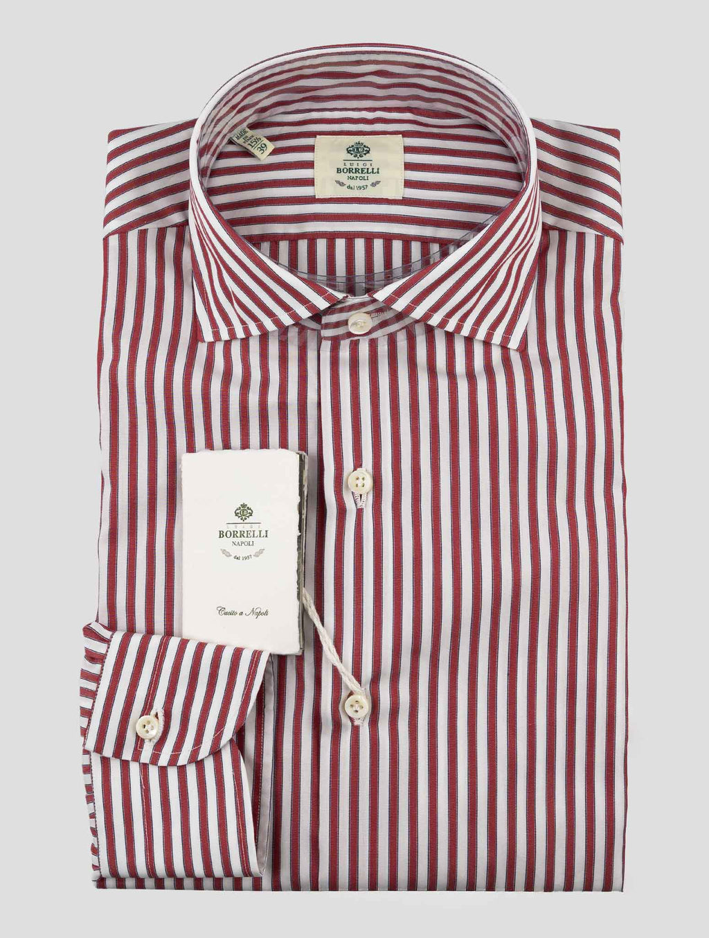 Luigi Borrelli Red  White Cotton Shirt 1