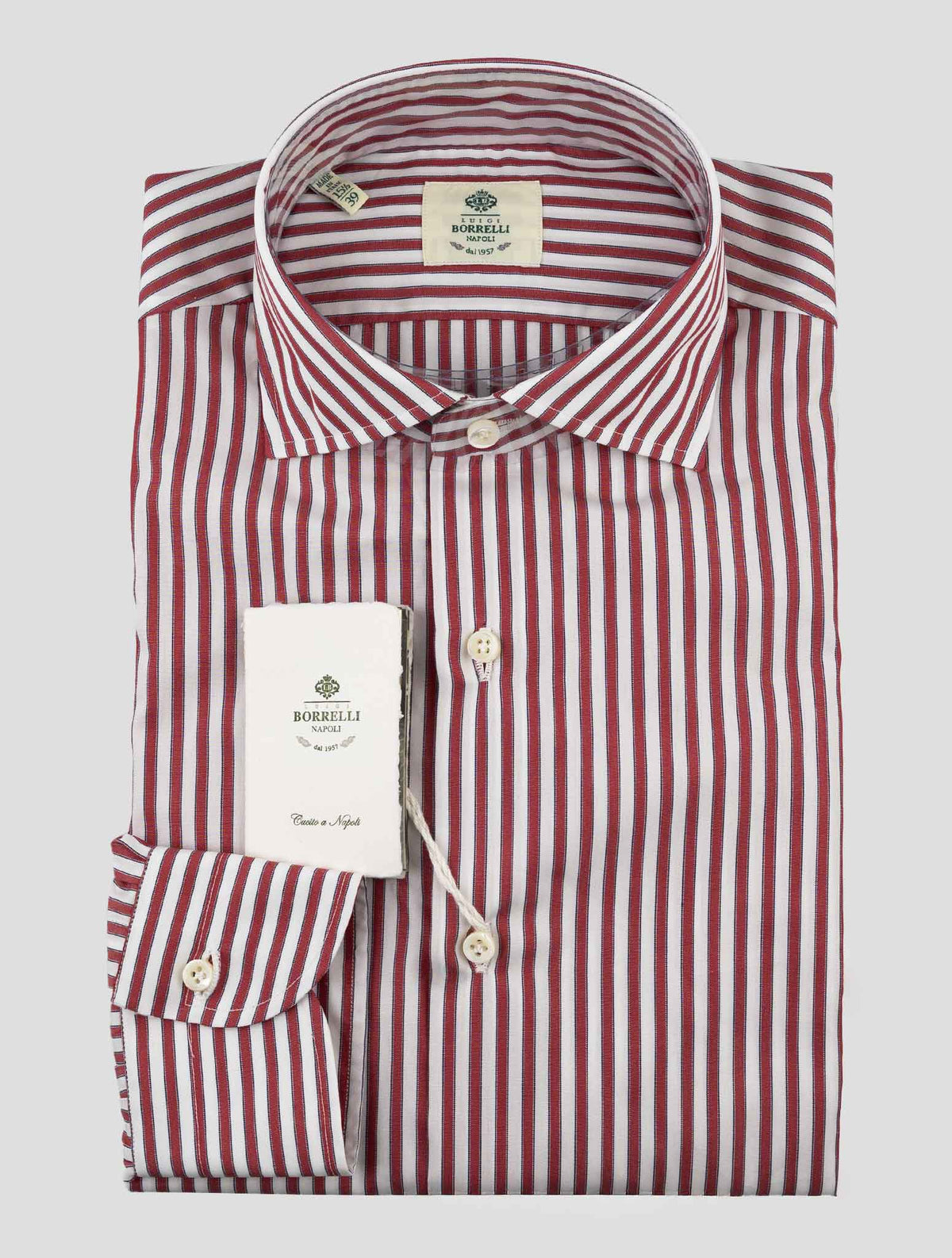 Luigi Borrelli Red  White Cotton Shirt 1