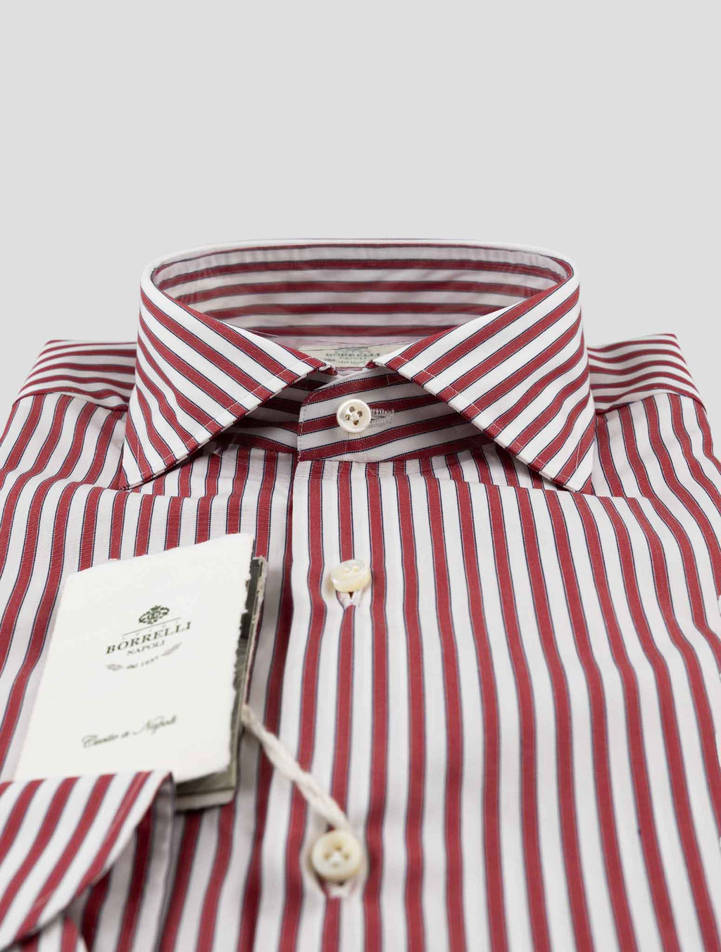 Luigi Borrelli Red  White Cotton Shirt 2