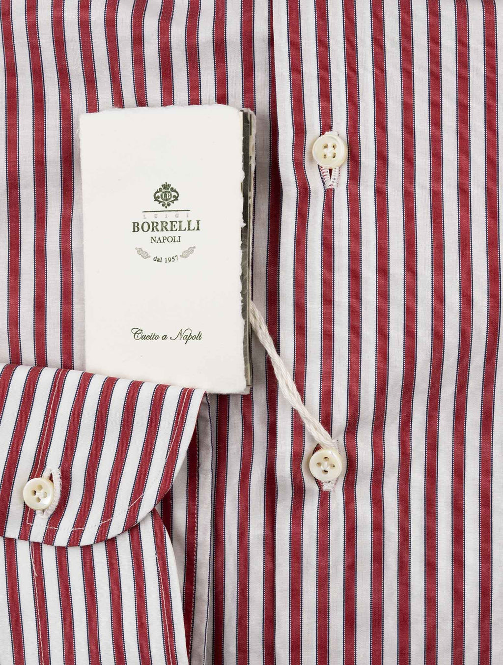 Luigi Borrelli Red  White Cotton Shirt 3