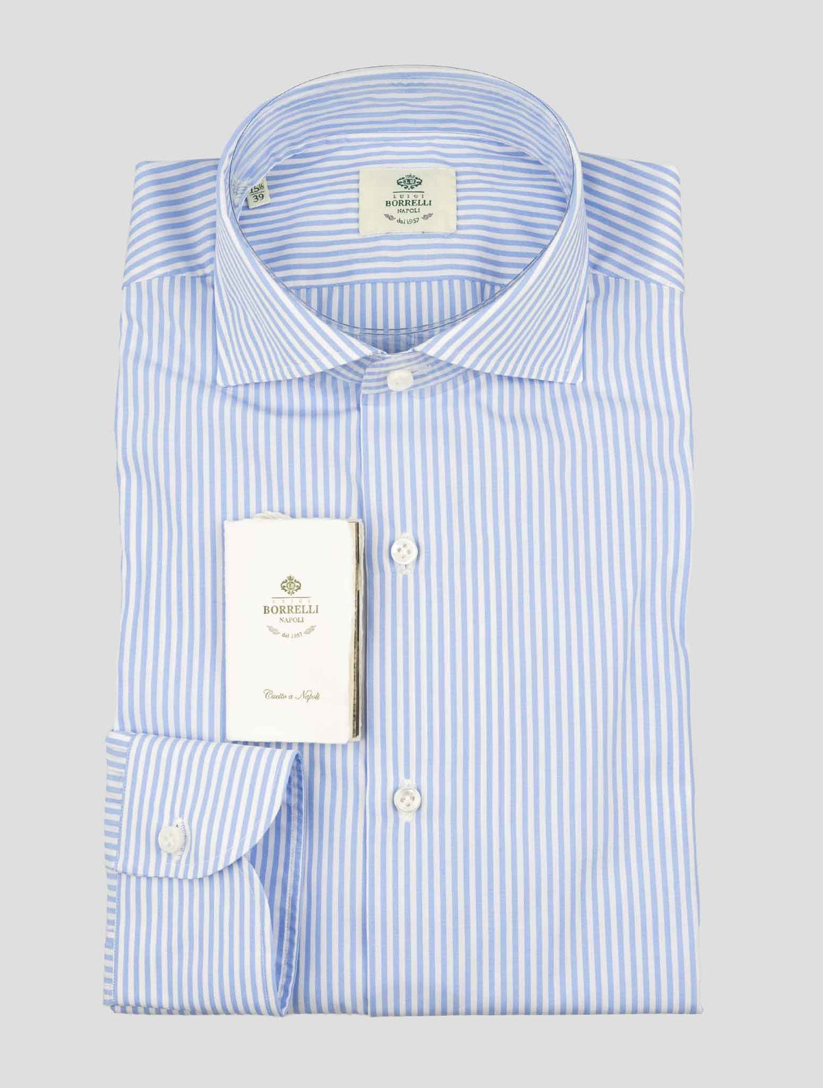 Luigi Borrelli Light Blue White Cotton Shirt 1