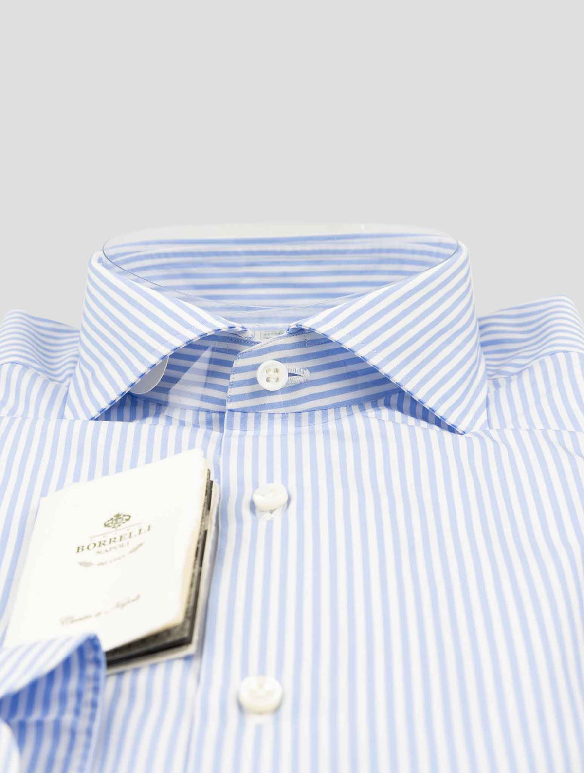 Luigi Borrelli Light Blue White Cotton Shirt 2