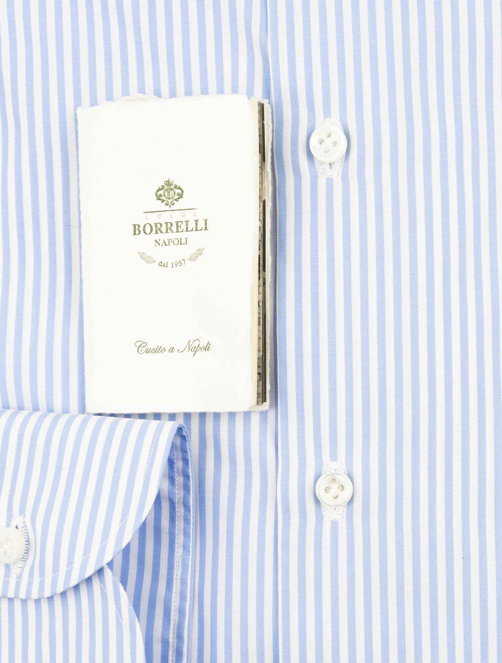 Luigi Borrelli Light Blue White Cotton Shirt 3