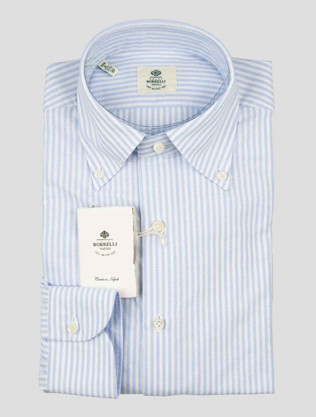 Luigi Borrelli Light Blue White Cotton Shirt 1