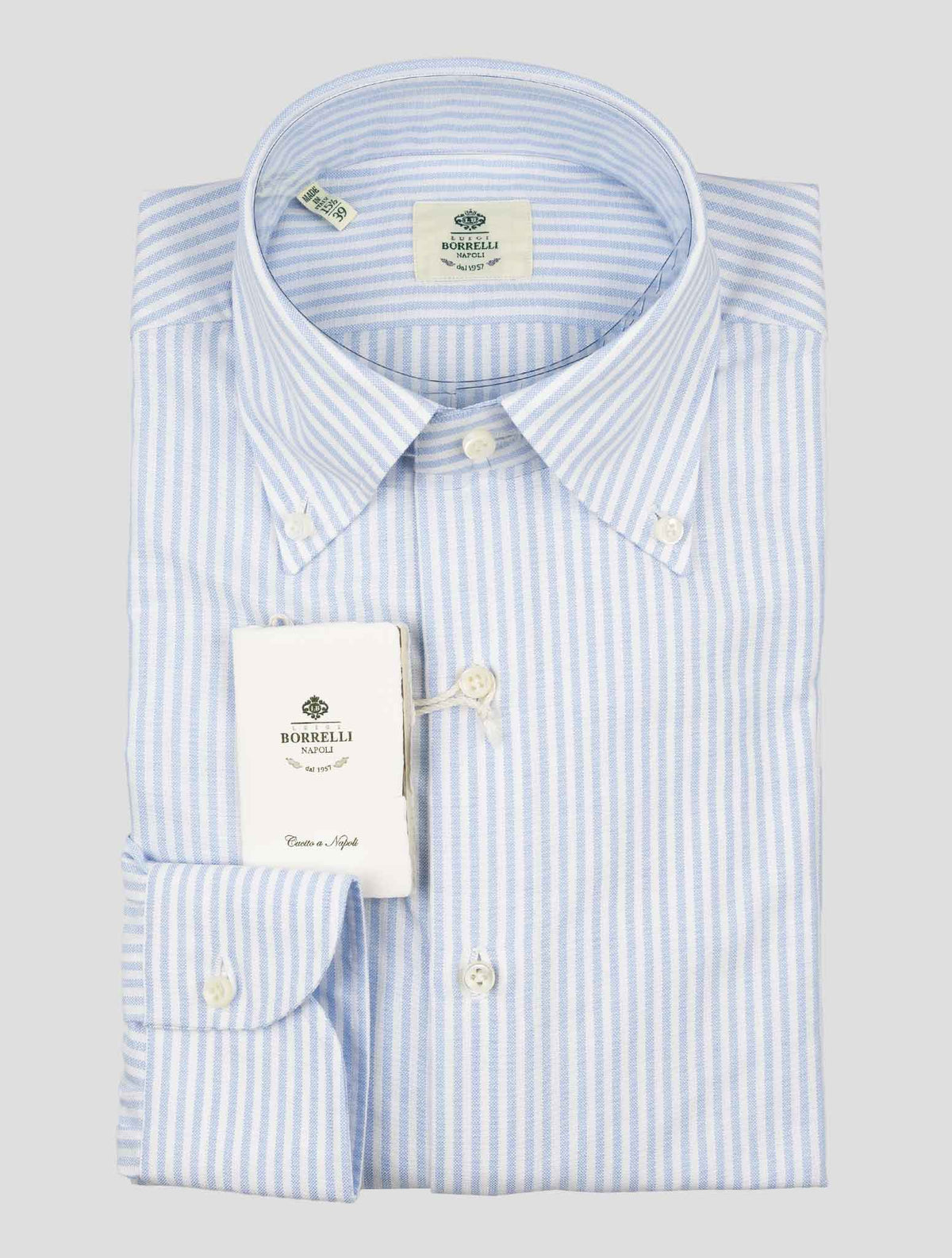 Luigi Borrelli Light Blue White Cotton Shirt 1