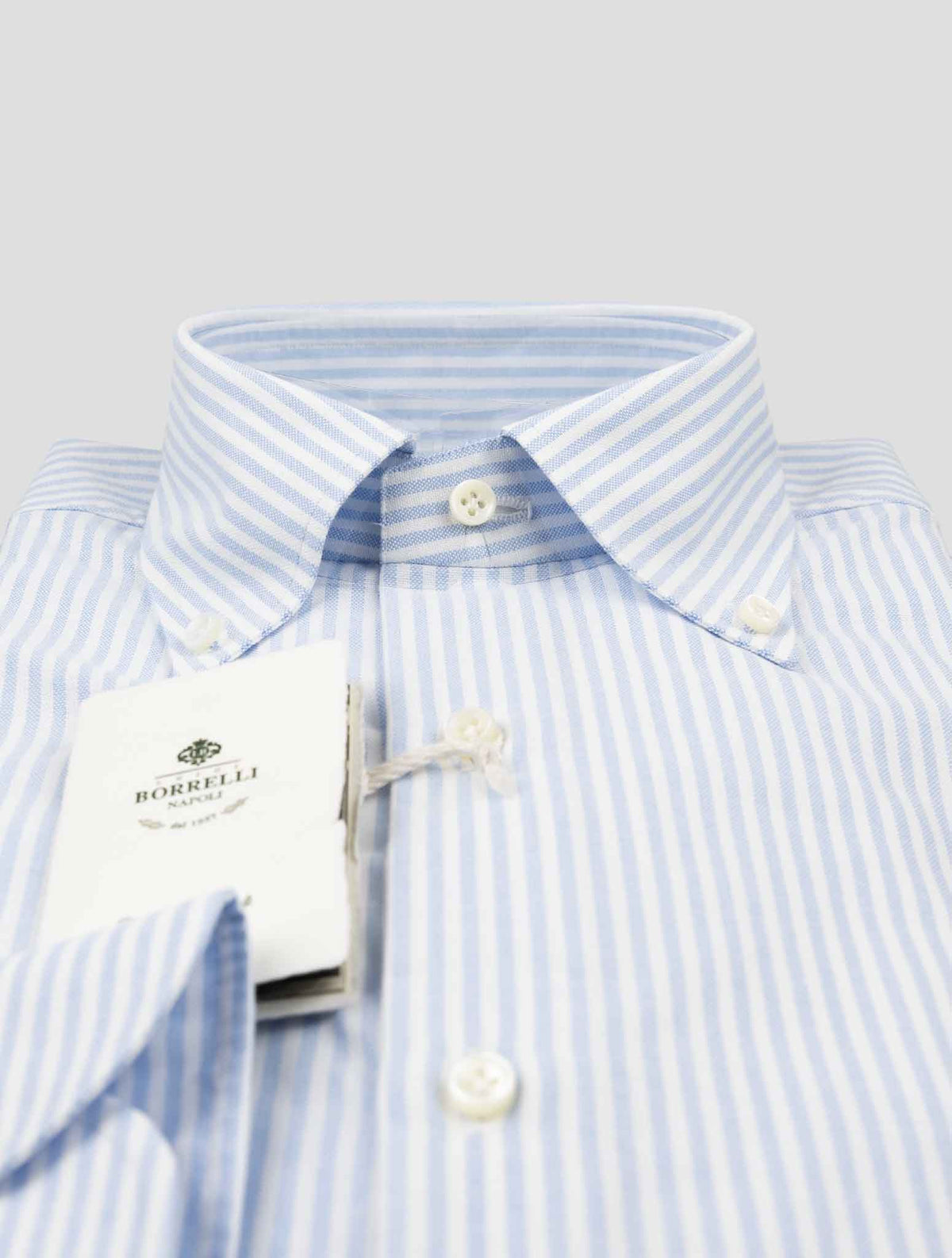 Luigi Borrelli Light Blue White Cotton Shirt 2