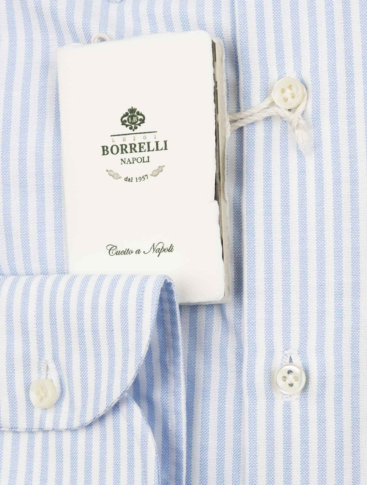 Luigi Borrelli Light Blue White Cotton Shirt 3