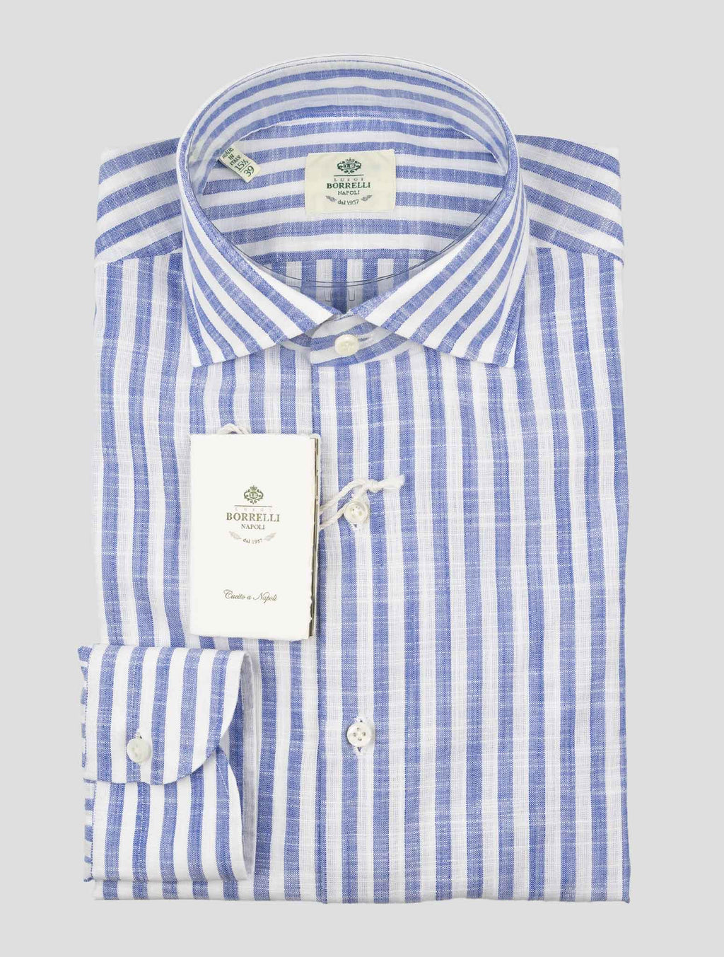 Luigi Borrelli Blue White Cotton Shirt 1