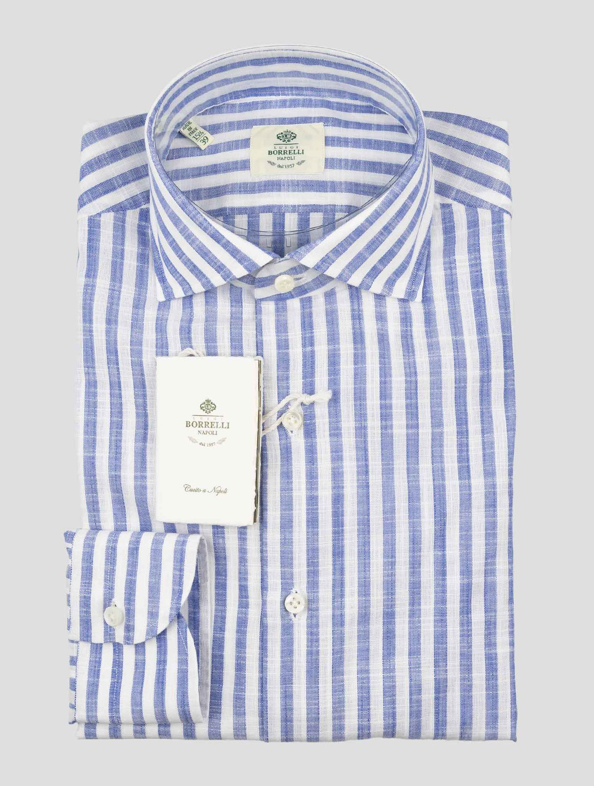 Luigi Borrelli Blue White Cotton Shirt 1