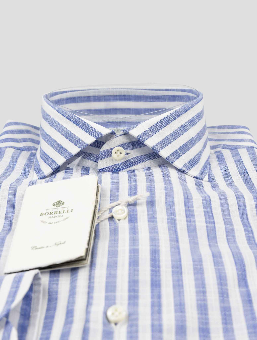 Luigi Borrelli Blue White Cotton Shirt 2
