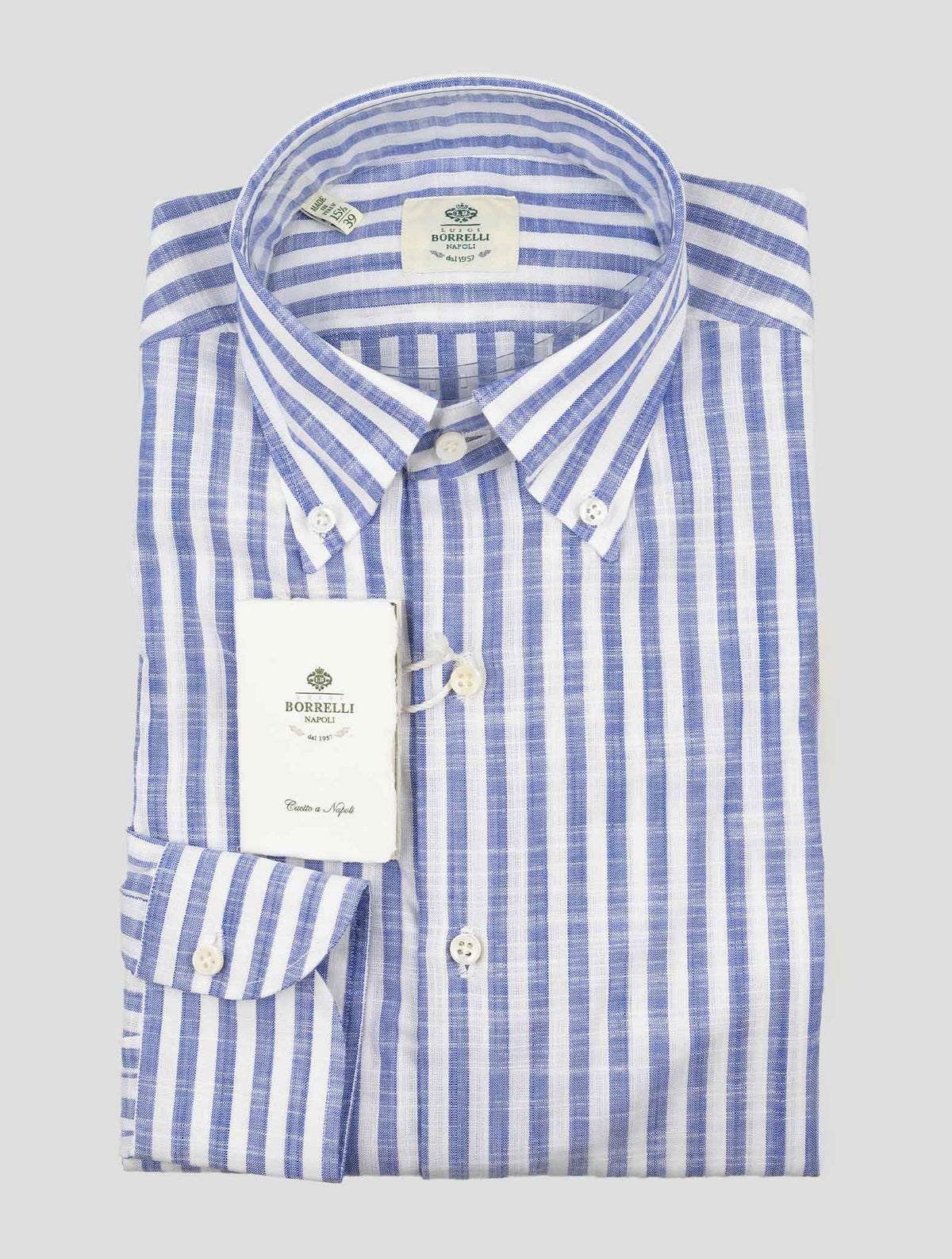Luigi Borrelli Light Blue White Cotton Shirt 1