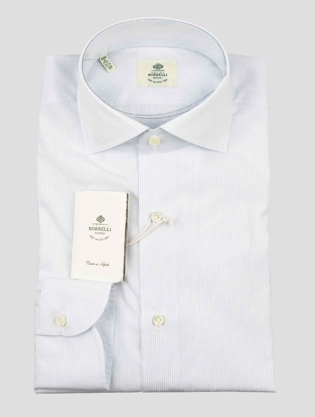 Luigi Borrelli Light Blue White Cotton Shirt 1