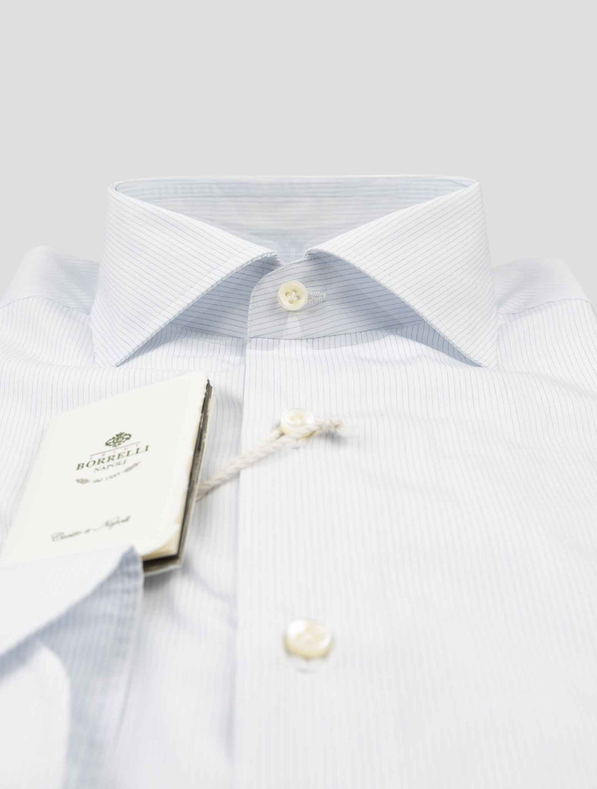 Luigi Borrelli Light Blue White Cotton Shirt 2