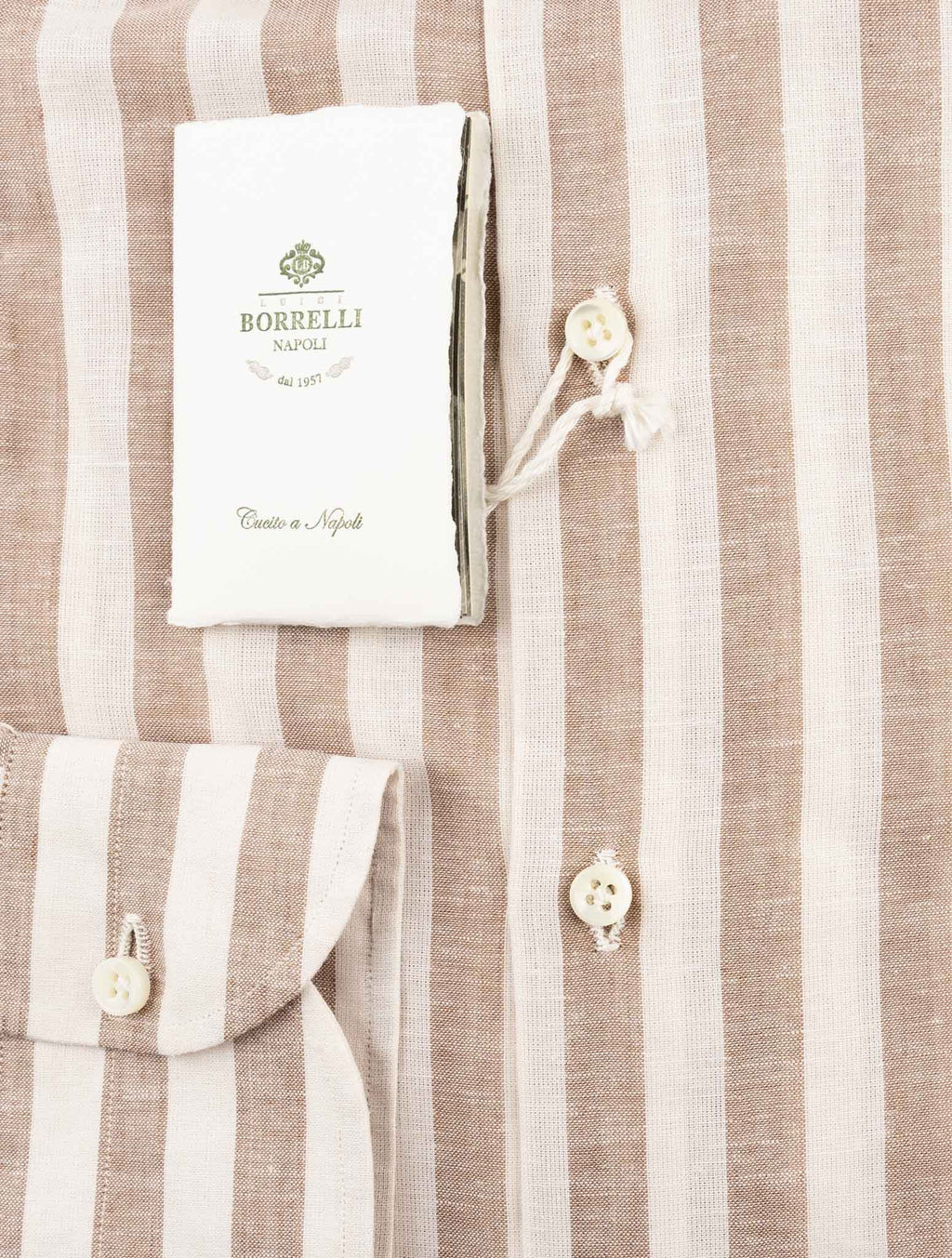 Luigi Borrelli Brown Beige Linen Cotton Shirt 3