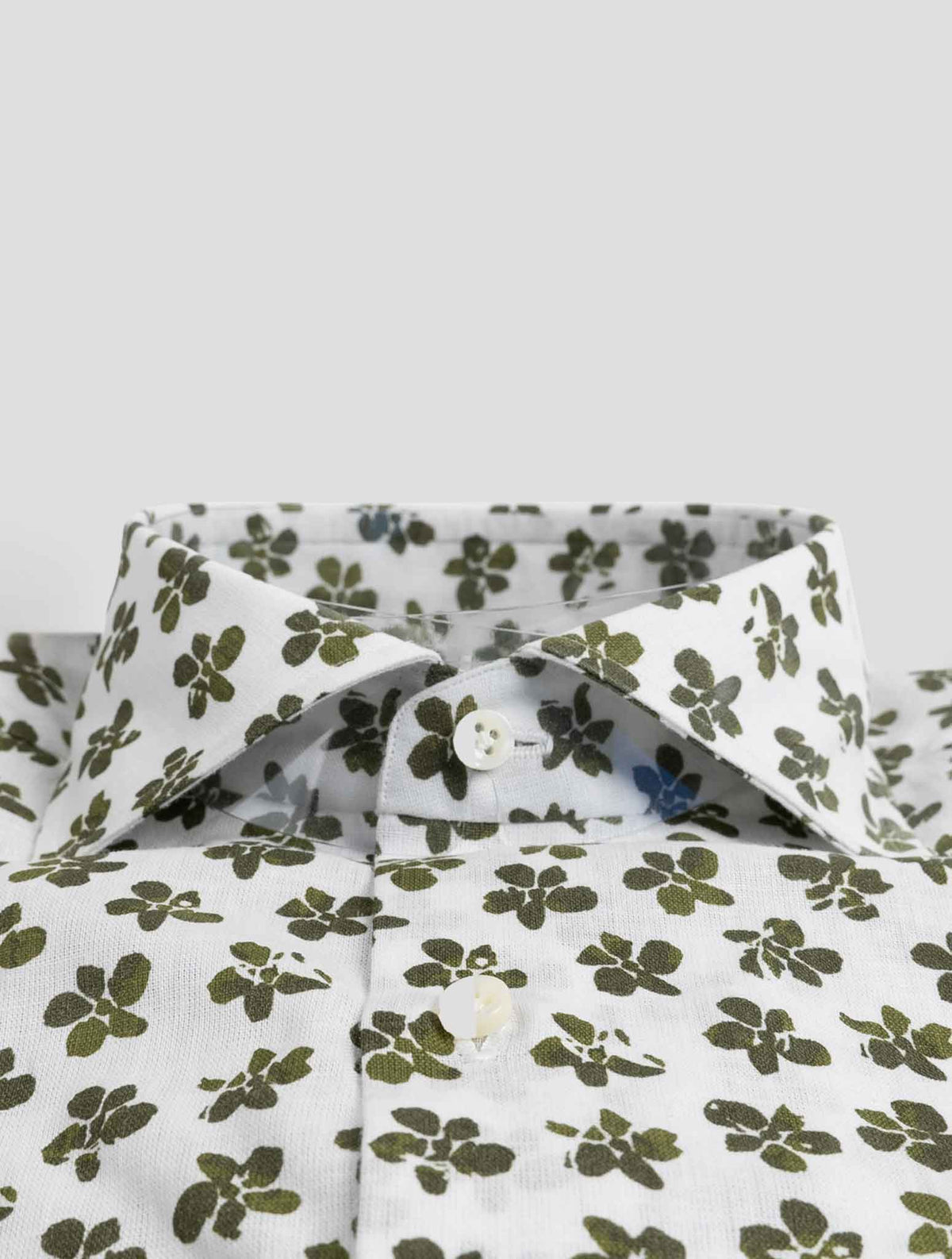 Luigi Borrelli White Green Linen  Cotton Shirt 2